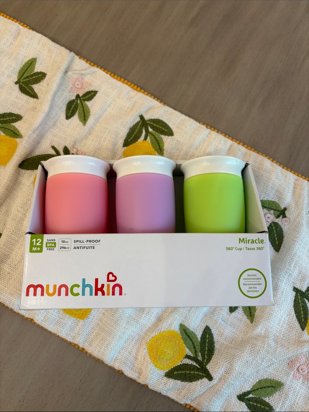 Munchkin 3-Pack Miracle Cups in Pink, Purple & Green 12M+